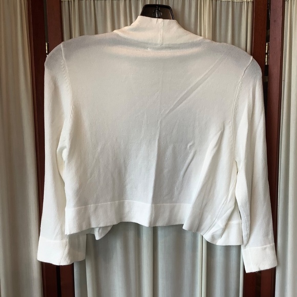 Eliza J White Bolero Knit Shrug Cardigan 3/4 Sleeve Size Medium - Picture 6 of 8
